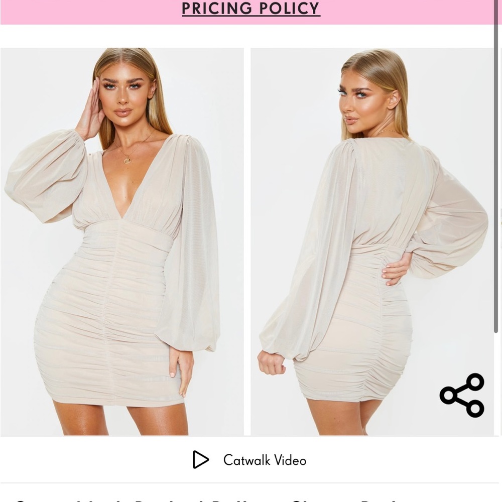 BRAND NEW! WITH TAG! Cream mesh dress from PrettyLittle Thing.